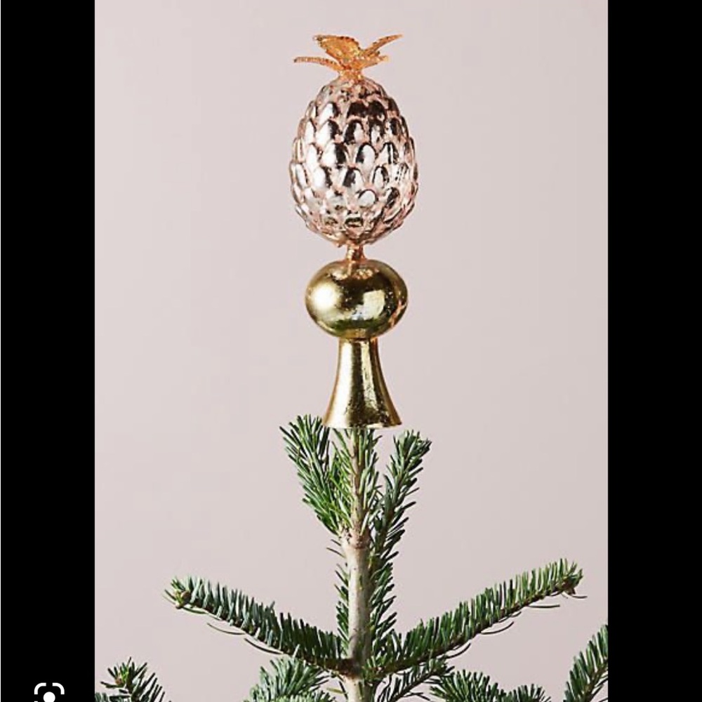 Anthropologie Glass Rose gold & gold Pineapple Tree topper